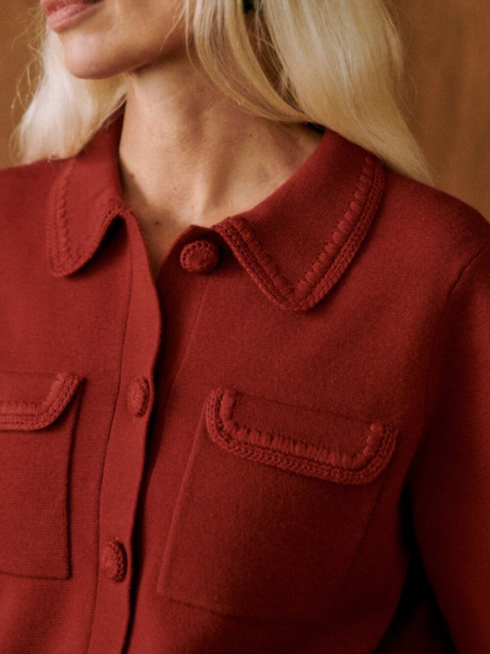 Sezane Betty Cardigan - Terracotta Crochet - XS - Picture 2 of 16